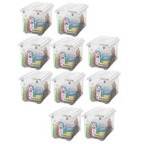 Kit 10 Organizador De Escritório 56,1L Transparente Tampa