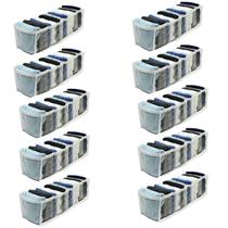 Kit 10 Organizador de Gavetas Transparente e Branco 11 Nichos Colmeia 10x34x10 123Organizei