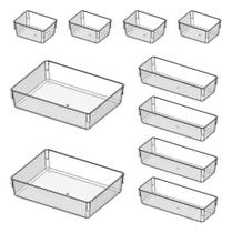 Kit 10 Organizador Modular Gaveta Acrílico Multiuso Cor Transparente Kit 10 Organizador Modular Gaveta Acrílico Multiuso Cor Transparente