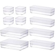 Kit 10 Organizador Modular Gaveta Acrílico Multiuso Transparente