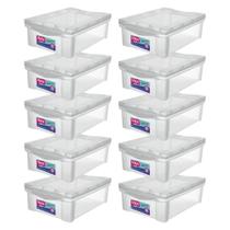 Kit 10 Organizadores Plastico Cristal 13,5L Com Trava Ordene Kit 10 Organizadores Plastico Cristal 13,5L Com Trava Ordene
