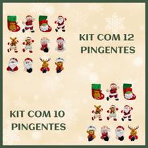 Kit 10 ou 12 Pendentes Pelúcia Enfeite Árvore De Natal Papai Noel Grande 16cm Decoração LuvinCo