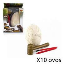 Kit 10 Ovos Escavação Dinossauro Rex Fossil Lembrancinha - Dm Toys