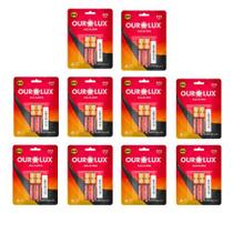 Kit 10 Pacotes com 20 Unidades Pilhas Alcalina Antifurto AAA Palito Blister 2 unidades Ourolux