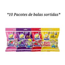 Kit 10 Pacotes de Balas Juquinha Sortidas - Festas Saquinhos Surpresas Aniversários