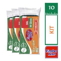 Kit 10 Pacotes de Saco Lixo 30L Preto 59x62cm 30un Cada