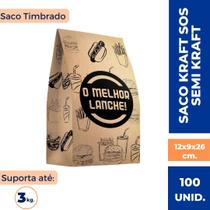 Kit 10 Pacotes Saco Semi Kraft SOS 3kg Timbrado 12x26x9cm 1.000un Kit 10 Pacotes Saco Semi Kraft SOS 3kg Timbrado 12x26x9cm 1.000un