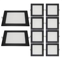 Kit 10 Painéis de LED Quadrado Embutir 18W 3000K Bivolt Preto Blumenau Iluminação