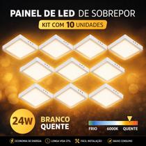 Kit 10 Painéis Plafon de Led de Sobrepor 24w Quadrado 30cm Kit 10 Painéis Plafon de Led de Sobrepor 24w Quadrado 30cm