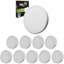 Kit 10 Painéis Plafon Led Sobrepor Redondo 24w Frio 6500k