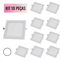 KIT 10 Painel 18W LED Quadrado 22x22 Embutir 6500K Branco Frio
