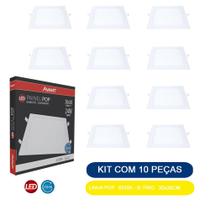 Kit 10 Painel de Led Avant POP Embutir Quadrado 30x30cm Branco 24W Bivolt