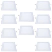 Kit 10 Painel de Led Embutir Quadrado Bivolt 17x17 12w 720 Lumens Branca Avant