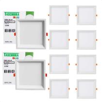 Kit 10 Painel De Led Quadrado Embutir Recuado 12w Bivolt Taschibra 3000k Quente