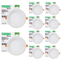 Kit 10 Painel De Led Redondo Embutir Recuado 12w Bivolt Taschibra 4000k Neutro