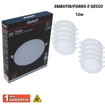 Kit 10 painel led aluminio embutir redondo 12w avant