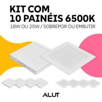 Kit 10 Painel Led Plafon 18w ou 25w 6500k Branco Frio Bivolt Embutir ou Sobrepor Branco Alut By Avant