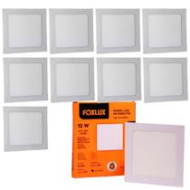 Kit 10 Painel Led Quadrado Embutir 12W 3000K Bivolt Foxlux