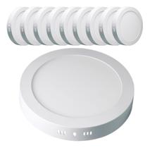 Kit 10 Painel Plafon 24w 25w Led Redondo Sobrepor Frio
