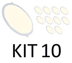 Kit 10 Painel Plafon Led 12w Embutir Redondo 3500K Branco Quente Iluminação Decoração Casa Loja Sanca Gesso - Super Led