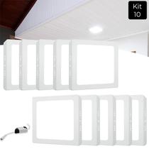 Kit 10 Painel Plafon Led 12w Sobrepor Quadrado Branco Frio - Ry