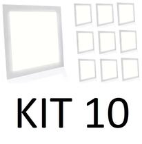 Kit 10 Painel Plafon Led 18w Quadrado Embutir Branco Neutro - Teto