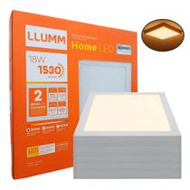 Kit 10 Painel Plafon Led 18w Sobrepor Quadrado Alumínio Bivolt Luz Branco Quente 3000k LLUMM