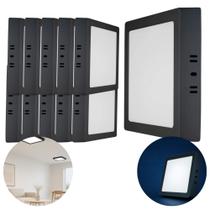 Kit 10 Painel Plafon LED 24W 6500K Quadrado Sobrepor Preto Fosco Bivolt Blumenau