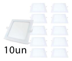 Kit 10 Painel Plafon Luminária Embutir 18W Led Quadrado Slim