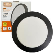Kit 10 Painel Plafon Preto Redondo Sobrepor 18w Branco Quente 3000k