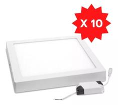 Kit 10 Painel Plafon Quadrado Sobrepor 24w Branco Frio - Nitrolux