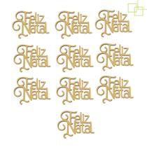Kit 10 Palavras Feliz Natal em MDF 10x7 cm Enfeite Aplique Artesanato DIY Presente Natalino