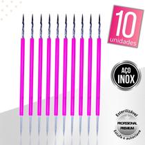 Kit 10 Palito Duplo Bastão Cutícula Unha Manicure Pedicure Cutelaria Silicone Rosa Aço Inox Kit 10 Palito Duplo Bastão Cutícula Unha Manicure Pedicure Cutelaria Silicone Rosa Aço Inox