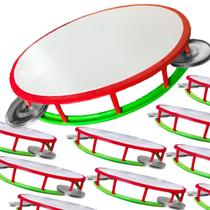 Kit 10 Pandeiro Festa Italiana médio 15 cm Resistente Vermelho Verde Prenda Brinquedo Festa Infantil