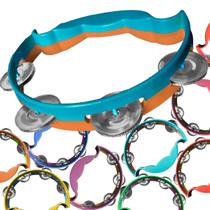 Kit 10 Pandeiro Meia Lua Cigano Pandeirola 16 cm Resistente Cor Sortida Prenda Samba Festa Infantil