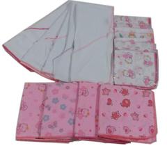 Kit 10 Pano De Boca 4 Cueiro 5 Fralda com capuz menina