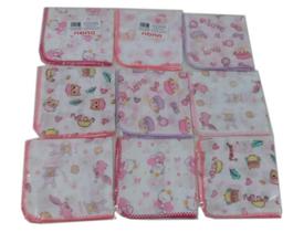 Kit 10 Pano De Boca 6 Fraldas 4 Toalha Banho 2 Cueiro Menina Kit 10 Pano De Boca 6 Fraldas 4 Toalha Banho 2 Cueiro Menina