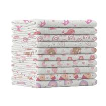 Kit 10 Pano De Boca Fraldinha Luxo Estampada 35x35cm Comum Pacote 100% Algodão