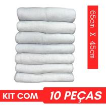 Kit 10 Pano De Chão Alvejado Branco Grosso 92Gr Tam 65x45