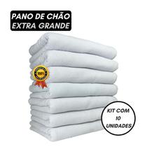 Kit 10 Pano De Chão Alvejado Branco Grosso 96Gr - Tam 70X45