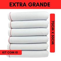 Kit 10 Pano De Chão Extra Grande Branco Saco Grosso 70x50cm