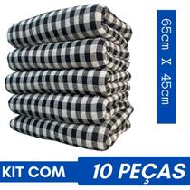 Kit 10 Pano De Chão Xadrez Preto Grosso 96Gr Tam 65x45