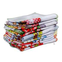 Kit 10 Pano De Prato 100% Algodão Com Viés 42x68 Estampado