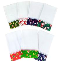 Kit 10 Pano De Prato Barrado Tricoline Estampa De Natal