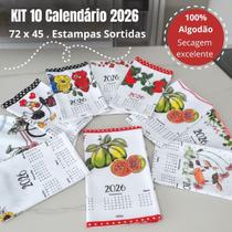 Kit 10 Pano De Prato Calendário 2026 10 Estampas Sortidas Cozinha Louça DIa a Dia