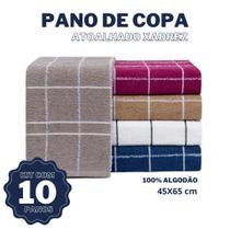Kit 10 Pano de Prato Copa Atoalhado Xadrez 100% Algodão