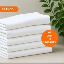 Kit 10 Pano De Prato Especial Algodão Crú E Branco Rustico Cozinha Louça Casa Dia a Dia