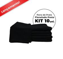 Kit 10 Pano De Prato Liso Preto Flanelado C/bainha Atacado