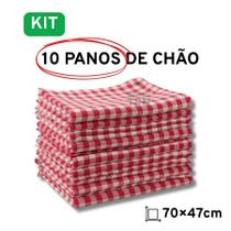 Kit 10 Panos de Chão Xadrez Vermelho Saco Duplo Costurado 70x47cm Trama Fechada Kit 10 Panos de Chão Xadrez Vermelho Saco Duplo Costurado 70x47cm Trama Fechada