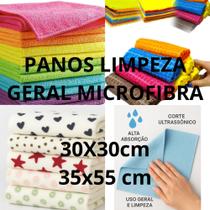 Kit 10 panos de impeza em microfibra, lisos, estampados e quadriculados Kit 10 panos de impeza em microfibra, lisos, estampados e quadriculados